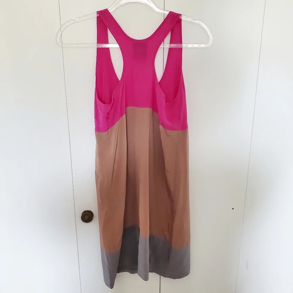 Colorblock slip dress sleeveless‎ racerback pink size small silk
